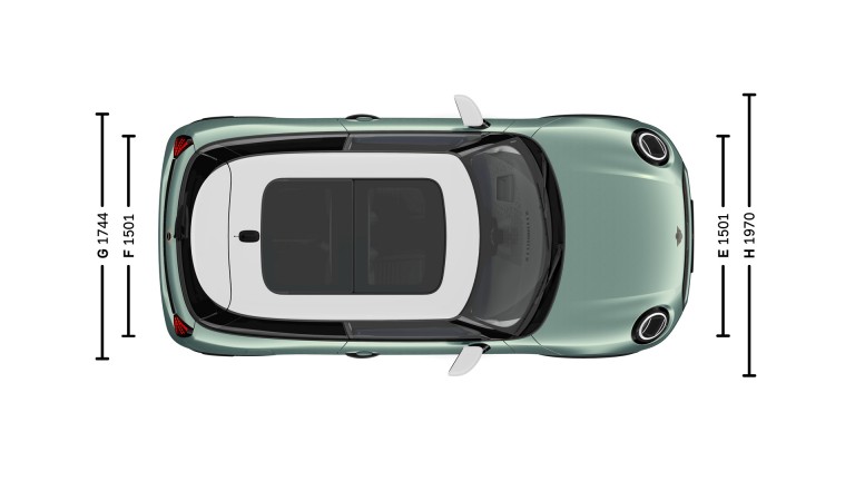 MINI Cooper 3 врати - размери - intro image bird view