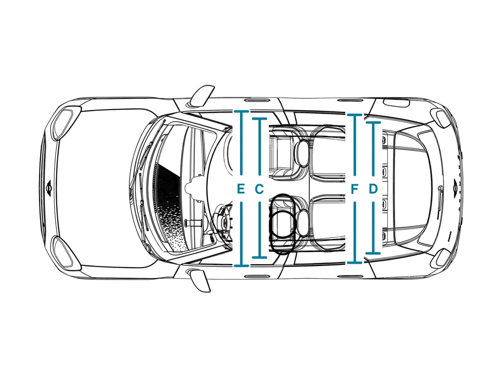 Напълно електрическо MINI Aceman - размери интериор нагоре