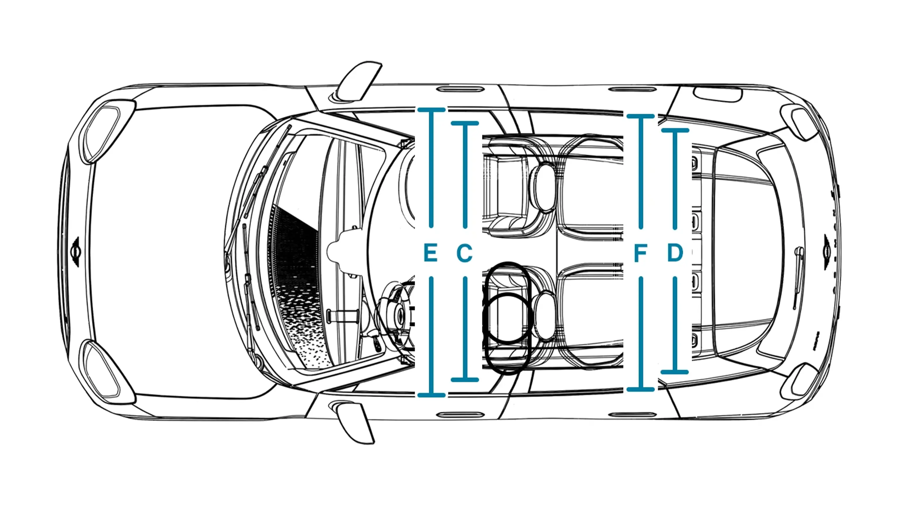 Напълно електрическо MINI Aceman - размери интериор нагоре