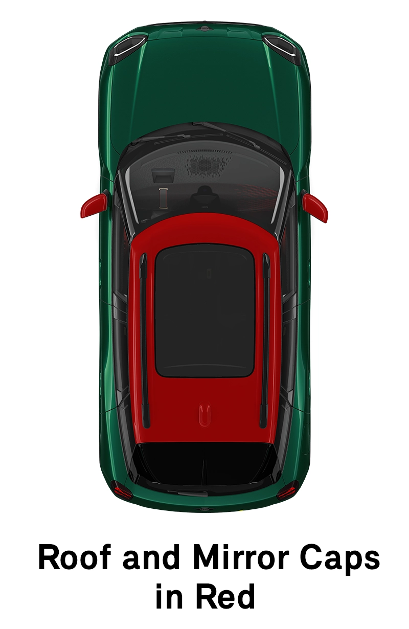  MINI - оборудване - jcw style покрив и огледала в червено