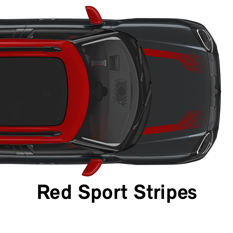  MINI - оборудване - jcw style червени спортни ивици