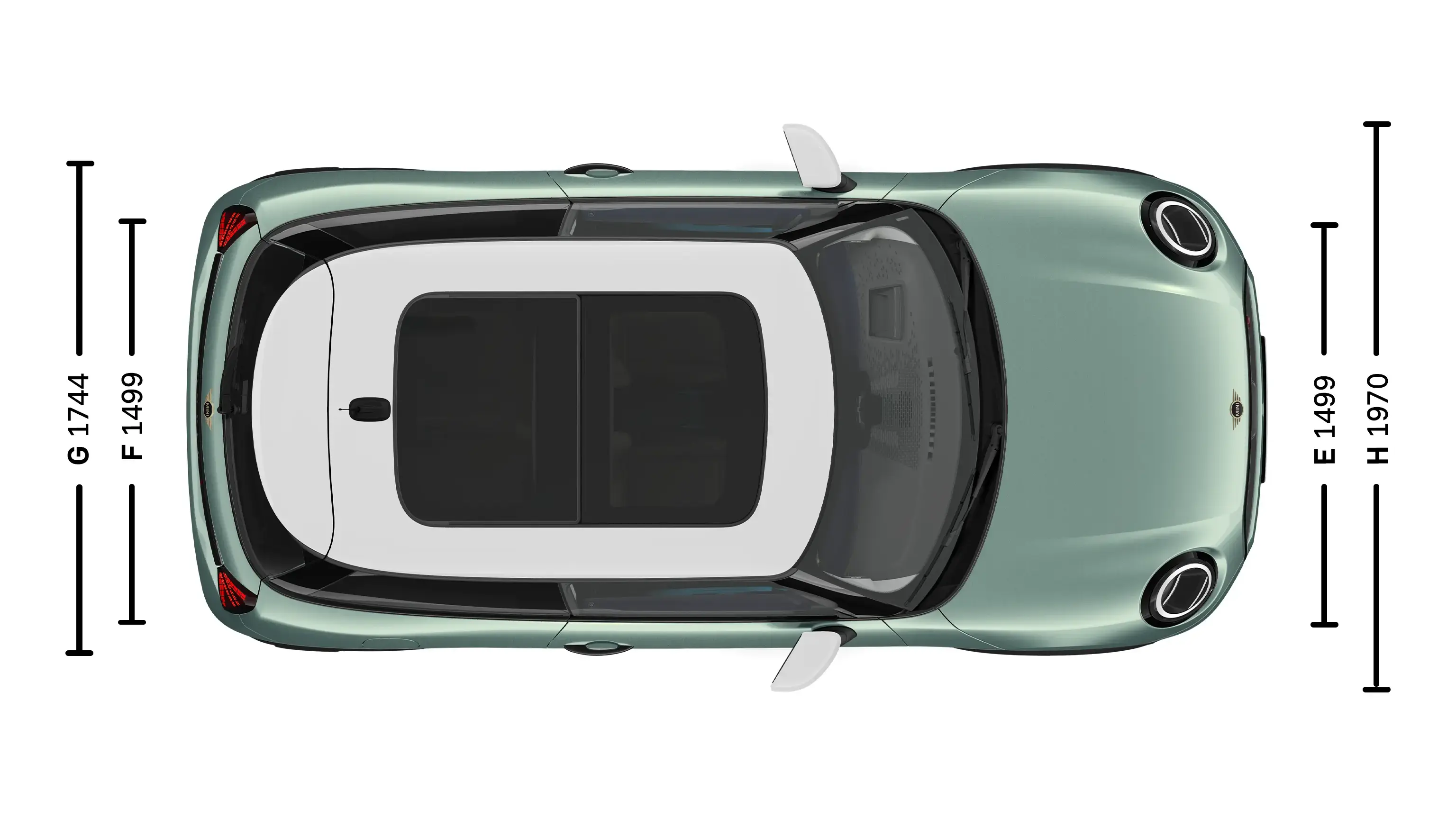 MINI Cooper 3 врати - размери нагоре