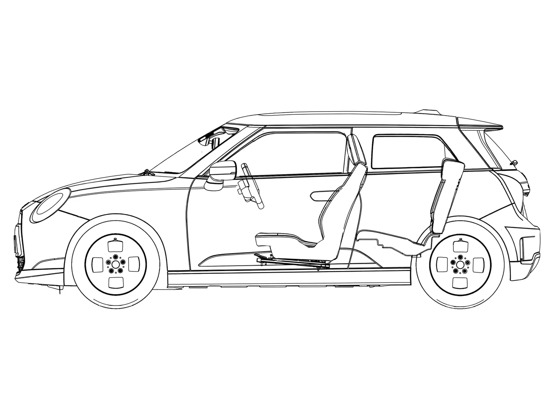 Напълно електрическо MINI Cooper - изглед отстрани скица