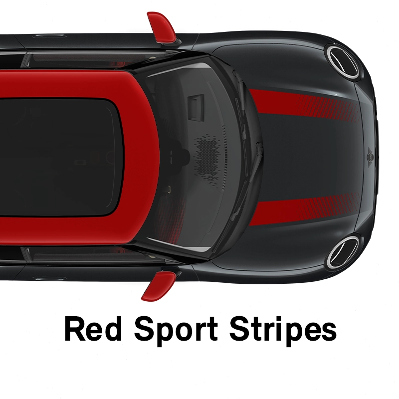  MINI - оборудване - jcw style червени спортни ивици