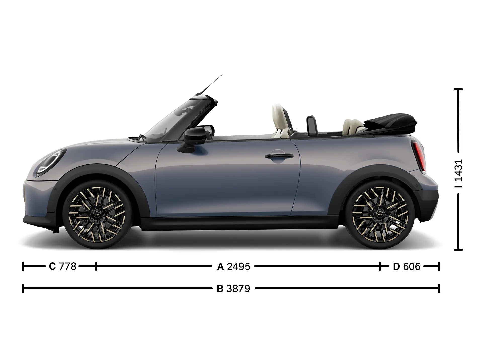MINI Cooper Cabrio - размери встрани