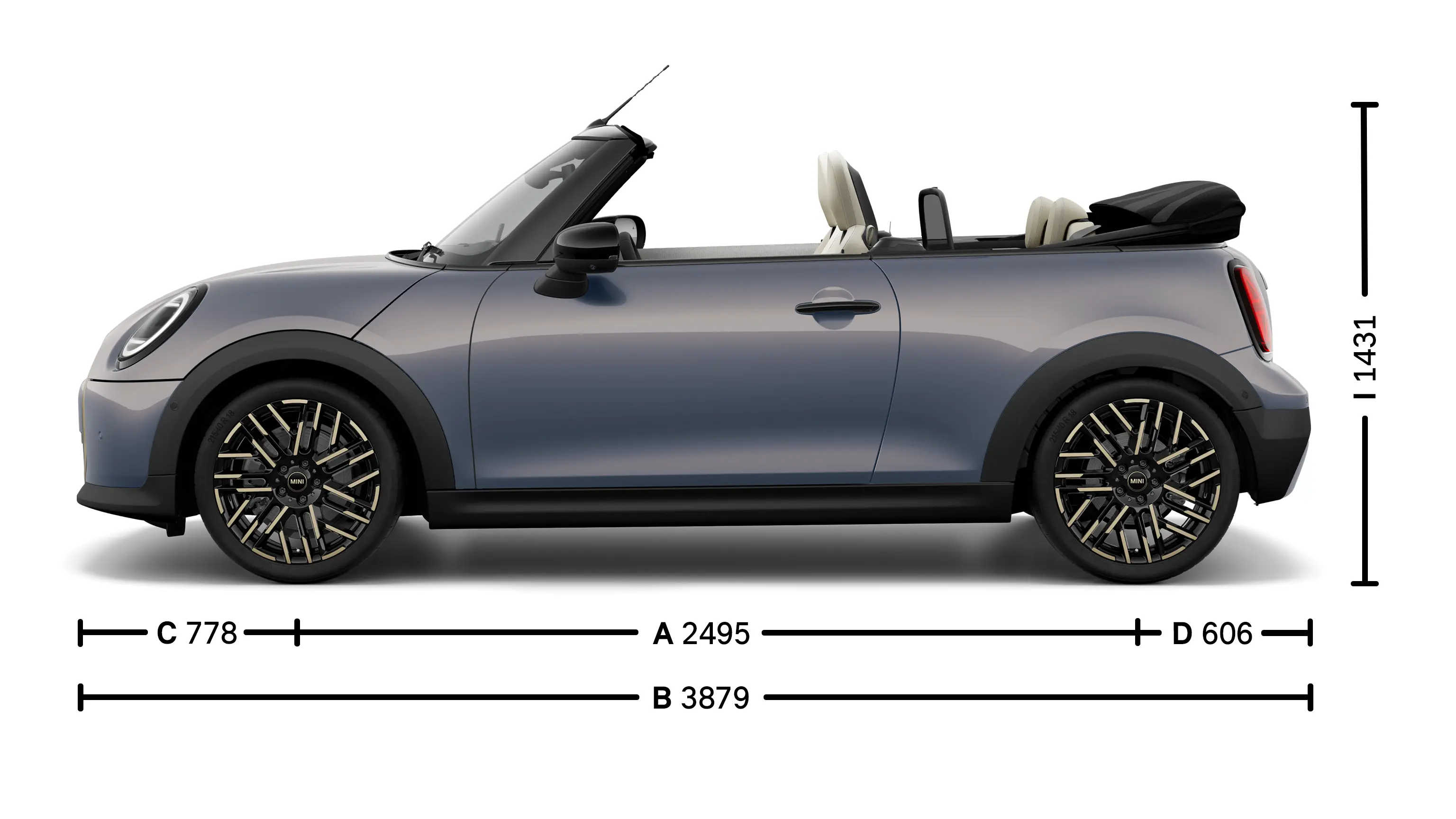 MINI Cooper Cabrio - размери встрани