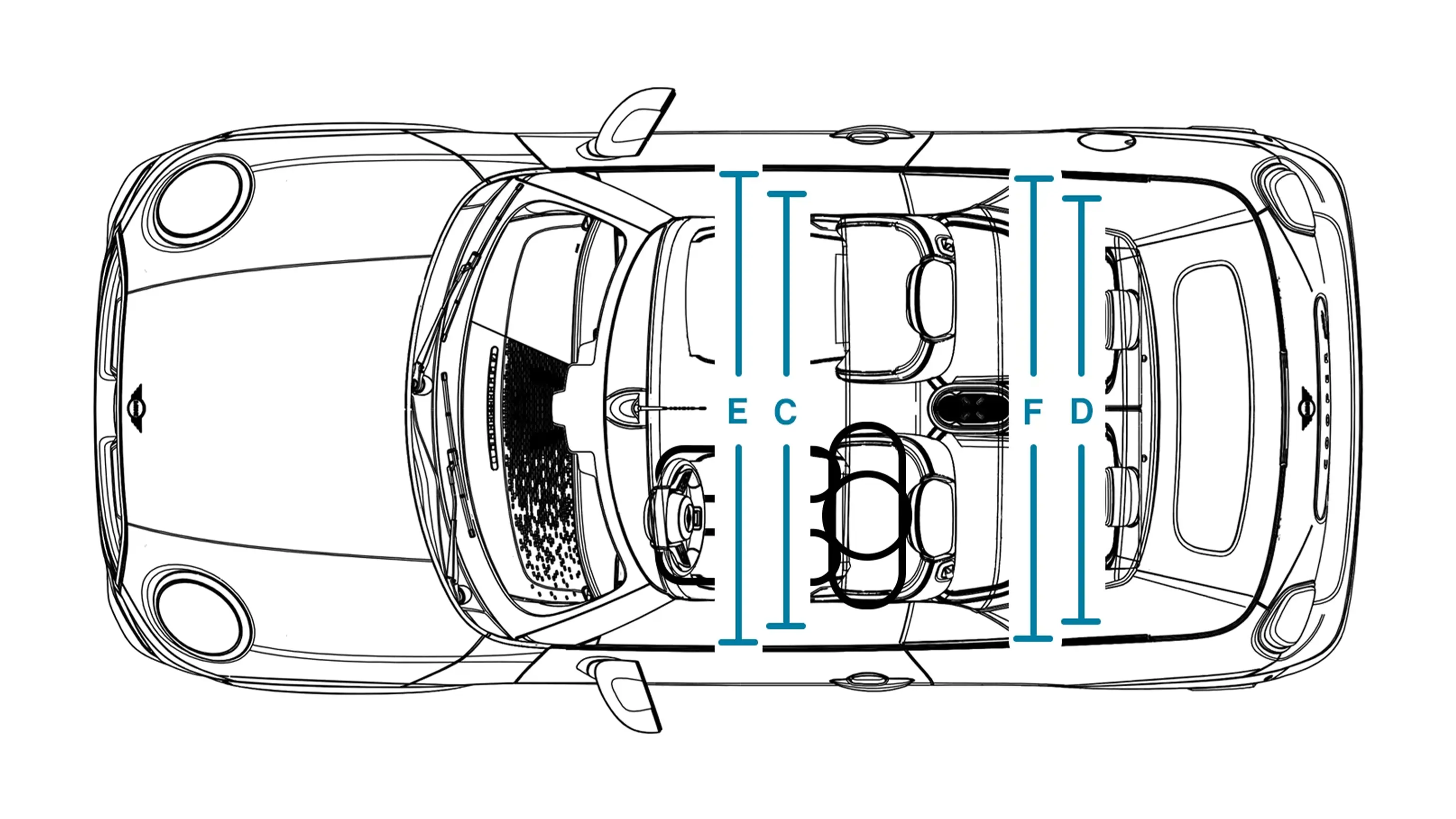 MINI Cooper Cabrio - размери интериор нагоре