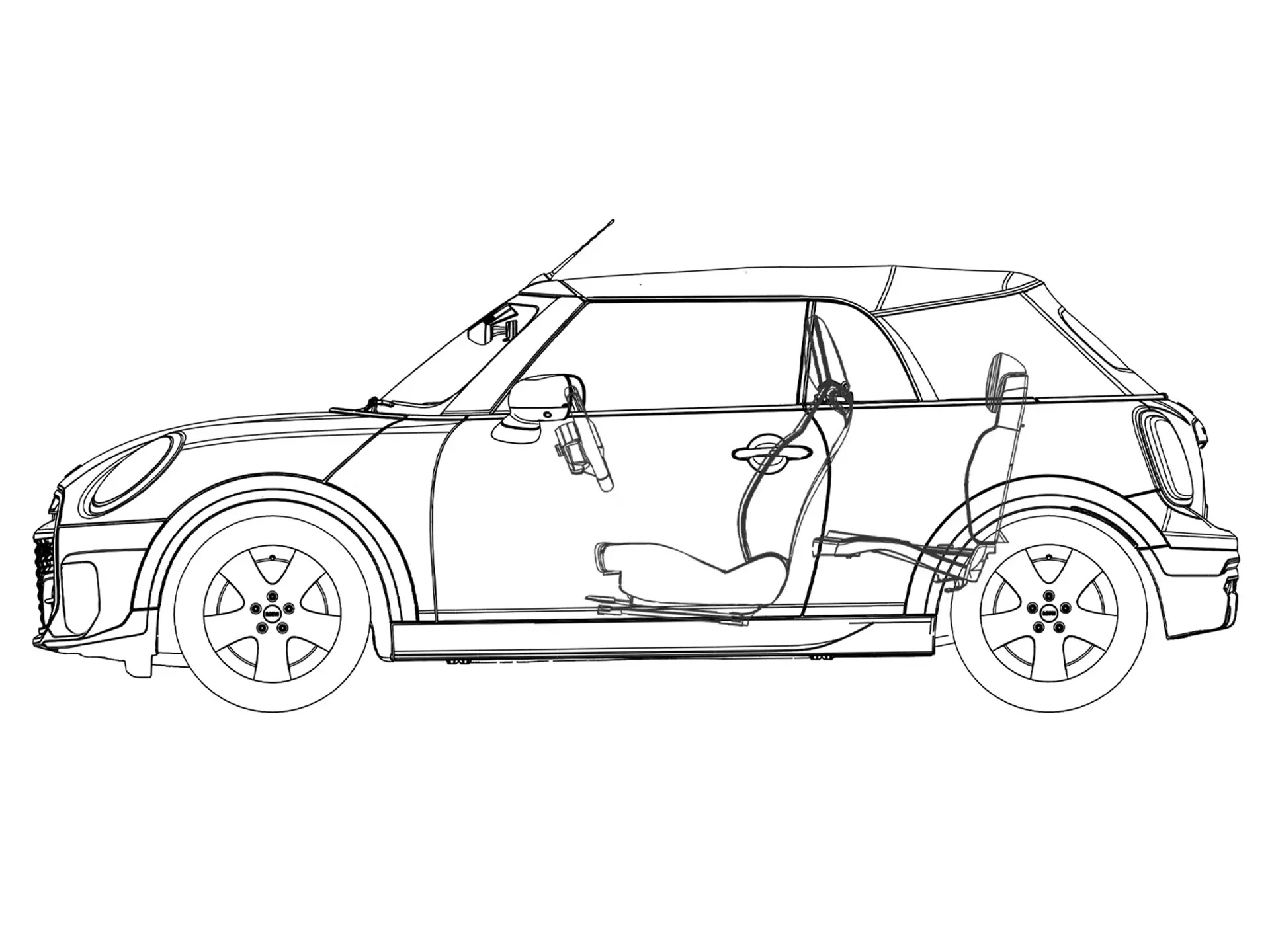 MINI Cooper Cabrio - изглед отстрани скица