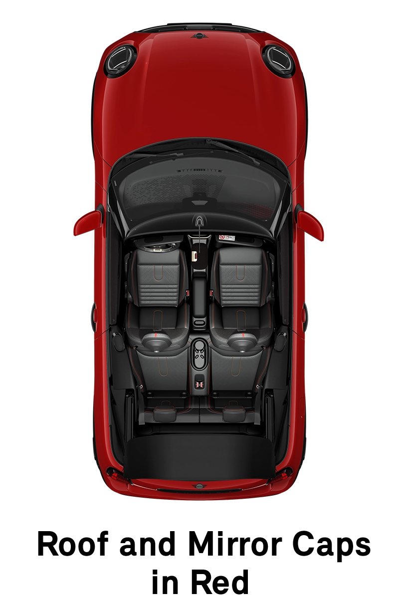  MINI - оборудване - JCW style покрив и капачки на огледалата в червено