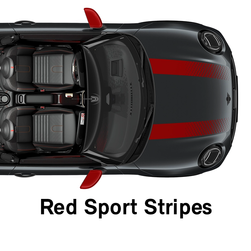  MINI - оборудване - jcw style червени спортни ивици
