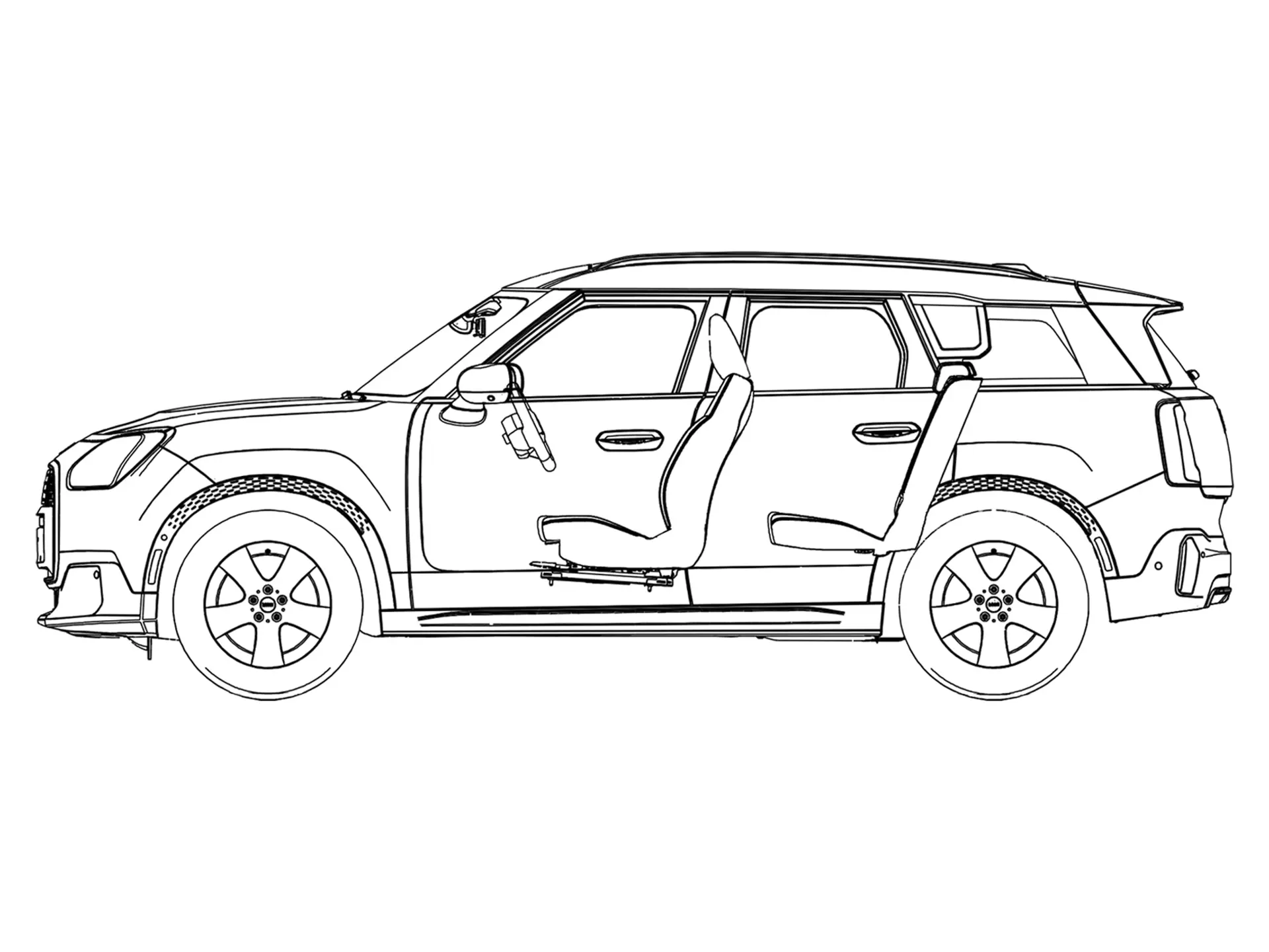 Напълно електрическо MINI Countryman - изглед отстрани скица