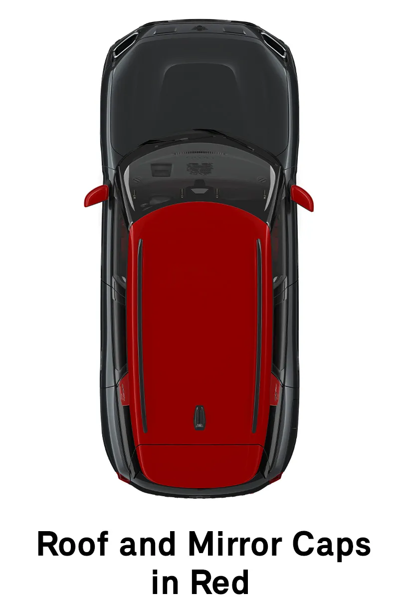  MINI - оборудване - jcw style покрив и огледала в червено