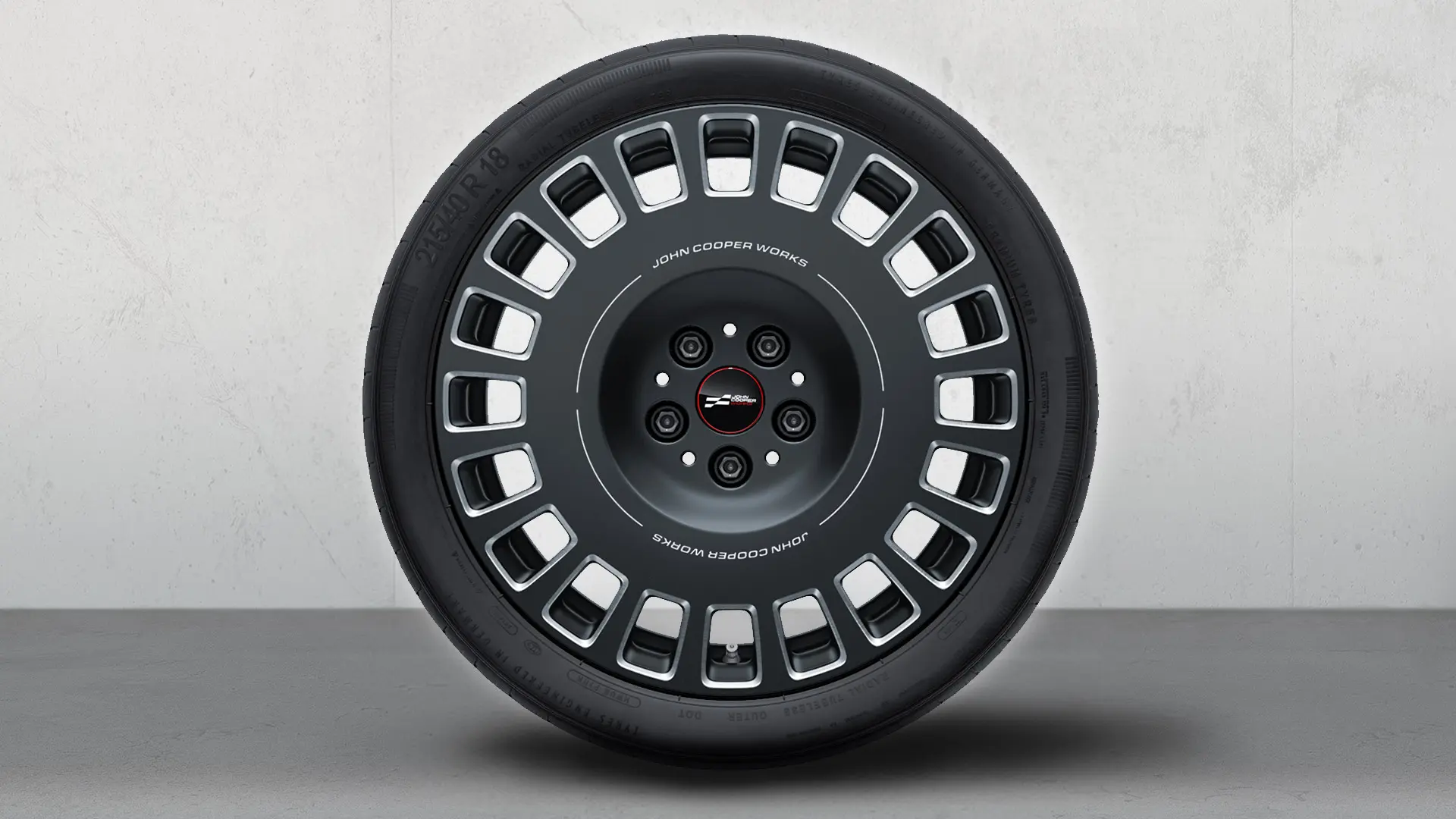 18-инчови JCW алуминиеви джанти Rallye Spoke 964 Bicolor (Frozen Midnight Grey, polished), комплект летни колела