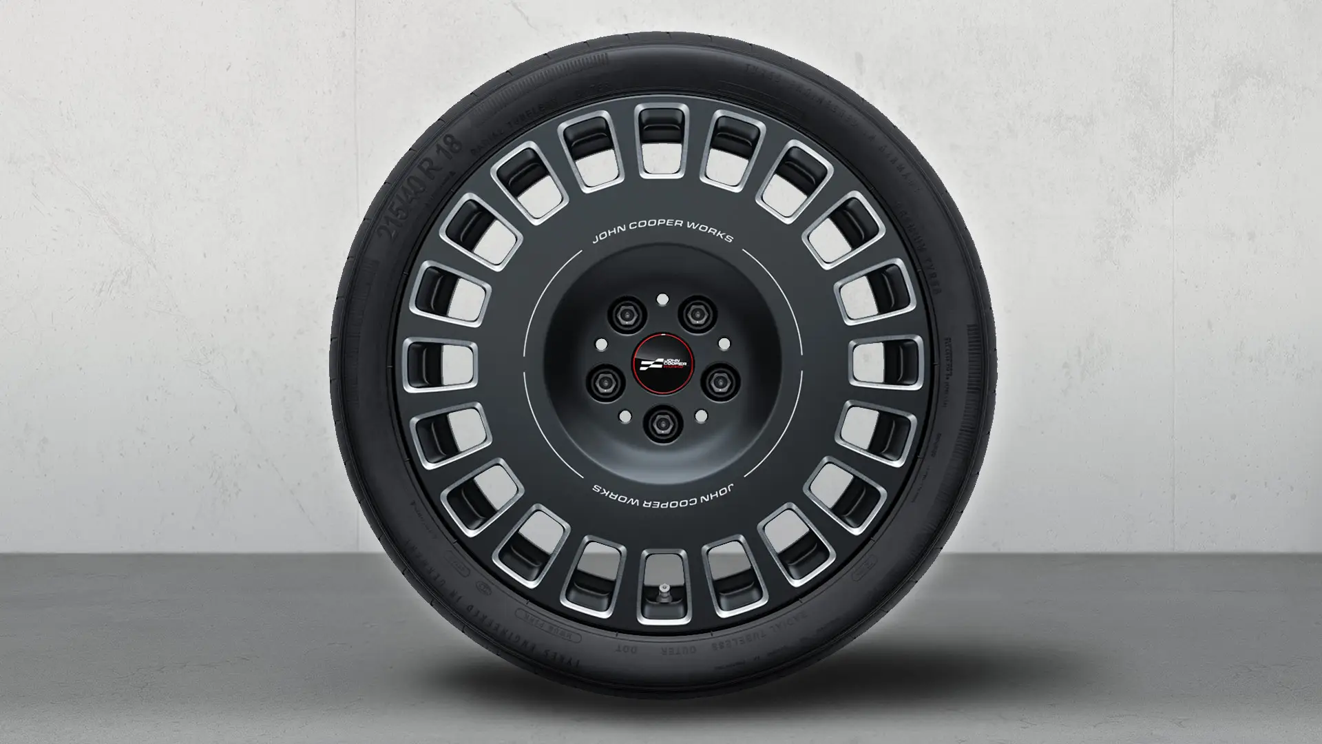 18-инчови JCW алуминиеви джанти Rallye Spoke 964 Bicolor (Frozen Midnight Grey, polished), комплект летни колела
