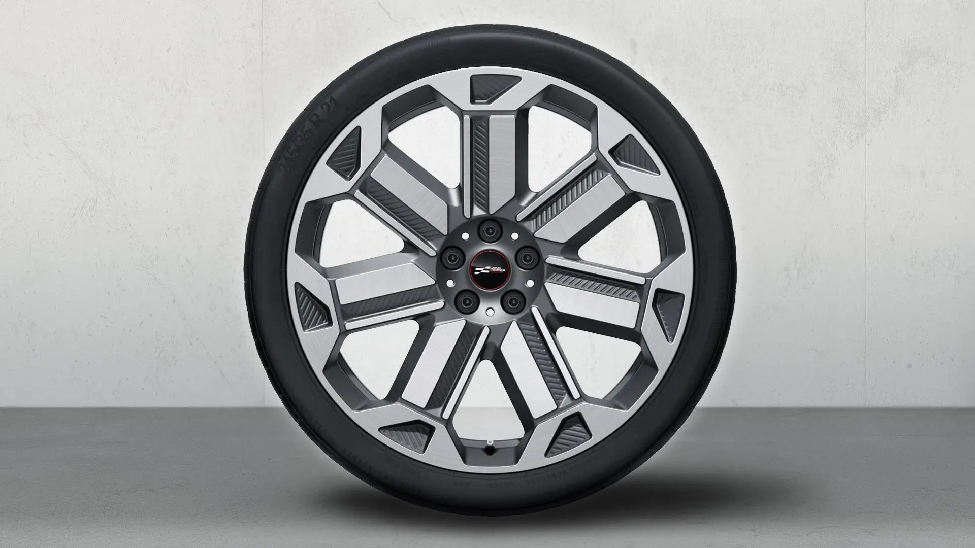 21-инчови JCW алуминиеви джанти Rallye Spoke 950 Bicolor (Frozen Gunmetal Grey, bright polished), комплект летни колела. 